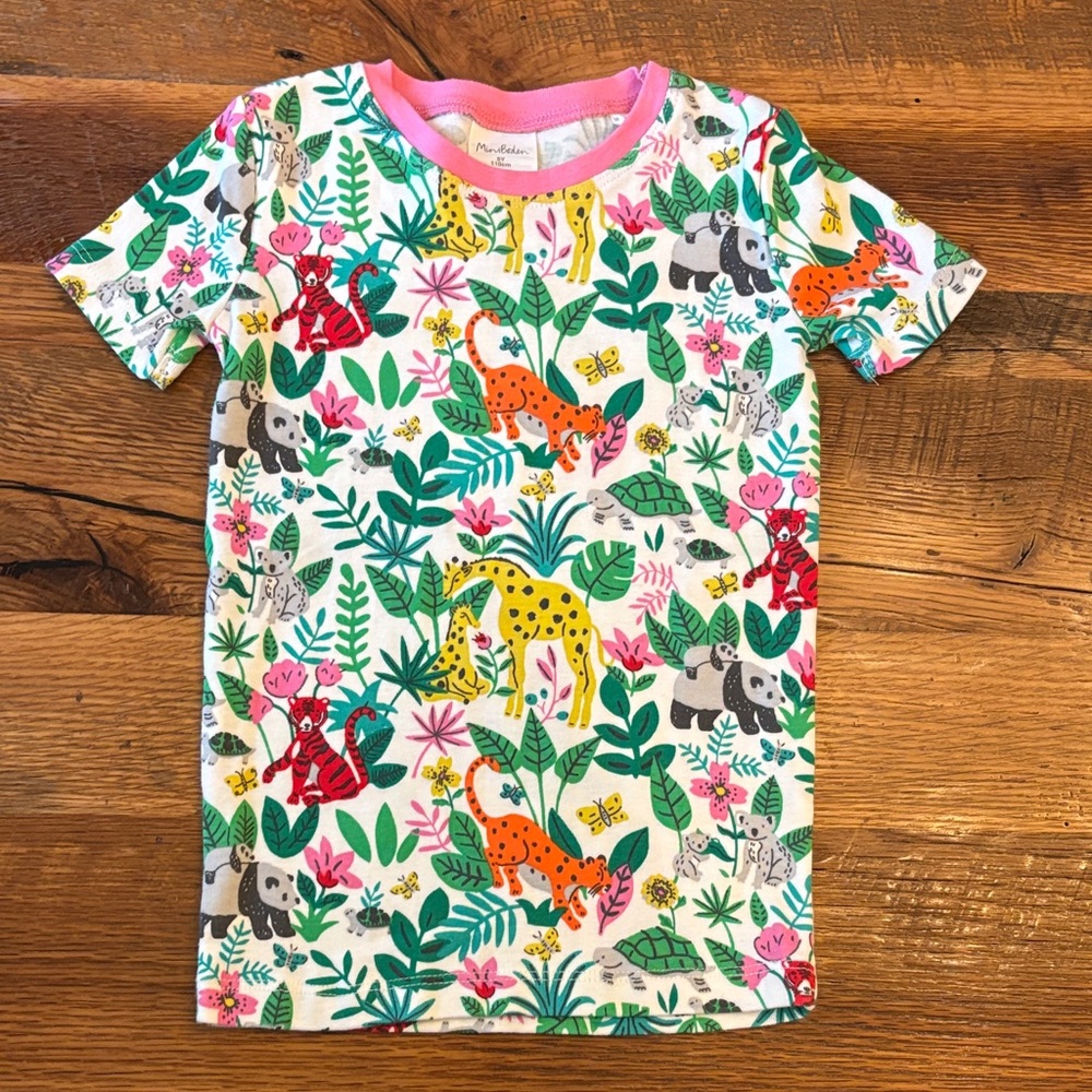 Mini Boden Colorful Jungle Print Kids Pajama Shirt size 5Y